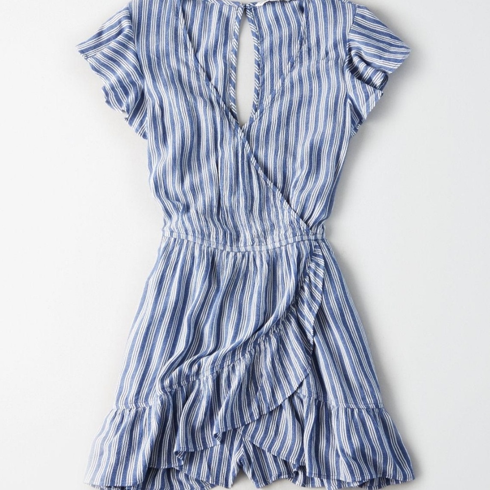 American Eagle Ruffle Wrap Around Romper Dress